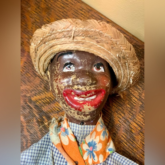 Antique Straw Hat Bandana Wearing Jigger Dancing Puppet Marionette Doll - Picture 6 of 16